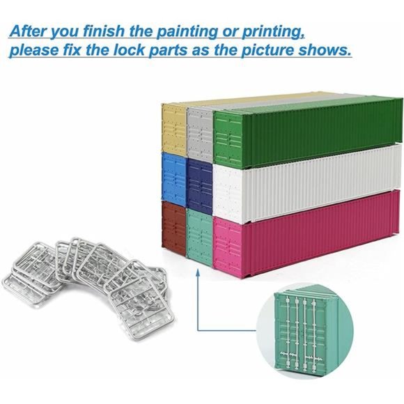 9pcs Different Colored HO Scale 1:87 45ft Blank Shipping Container 45' Cargo Box - Picture 3 of 7